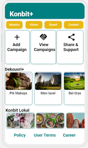 Android application Konbit+ screenshort