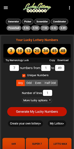 Android application Lucky Lottery Number Generator screenshort