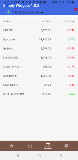 Simply Stock and Crypto Widget Screen 2