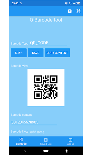 Android application Barcode scanner screenshort