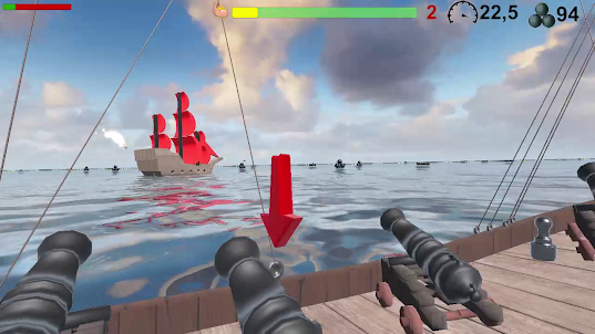 Sea battle. Pirate attack.