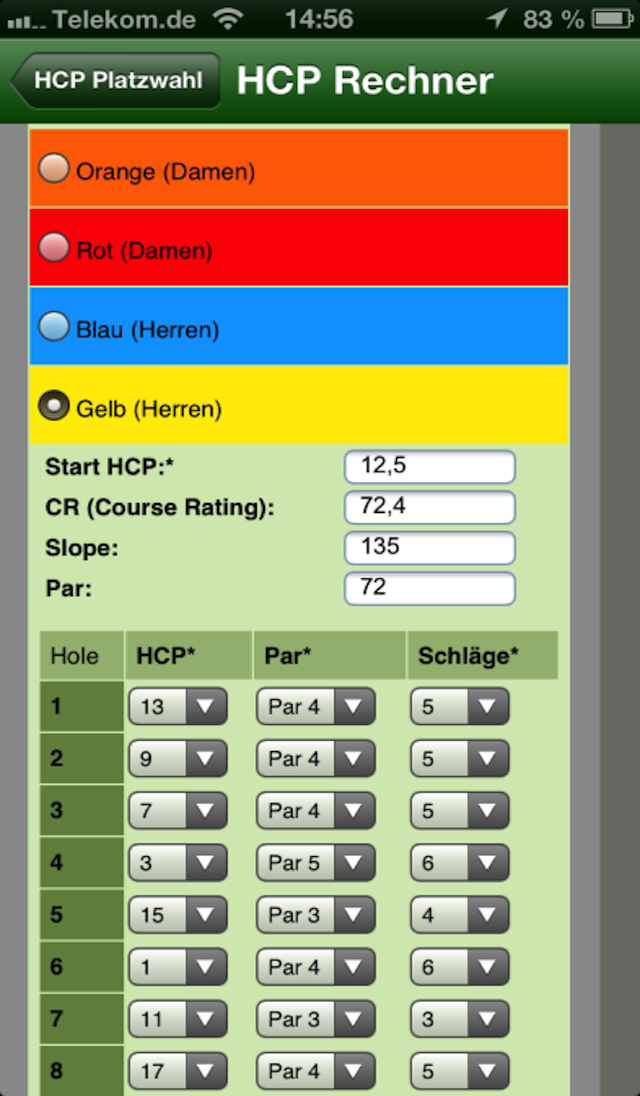 Android application Golf-Index PRO screenshort