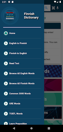English : Finnish Dictionary Screen 3