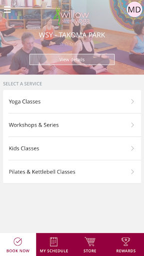 Android application Willow Street Yoga screenshort