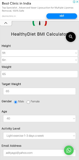 Android application Svasth Bharat, BMI Checker App screenshort