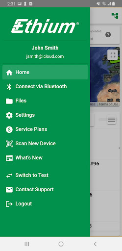 Android application Ethium E-LINK Connect screenshort