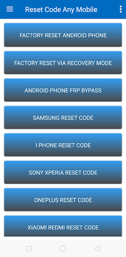 Android application Reset Code Any Mobile Guide screenshort