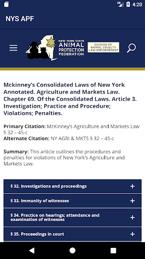NYS Animal Laws Screen 2