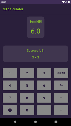 Android application dB calculator screenshort