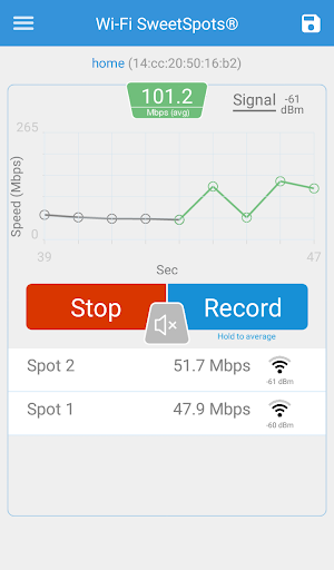Screenshot of Wi-Fi SweetSpots