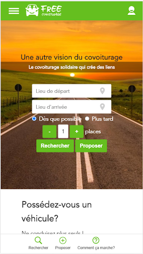 Android application FreeCovoiturage screenshort