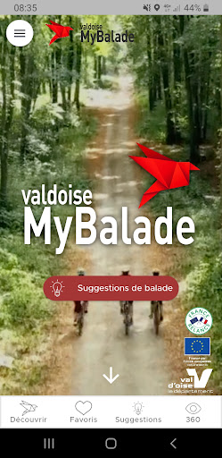 Android application valdoise MyBalade screenshort