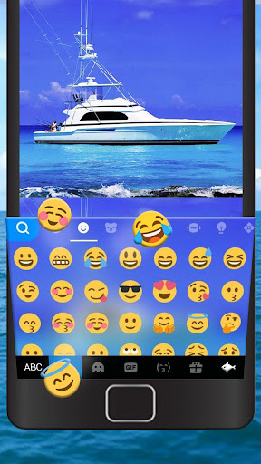 Blue Sea Boat Keyboard Theme Screen 3