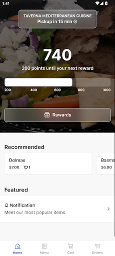 Android application Taverna Mediterranean Cuisine screenshort