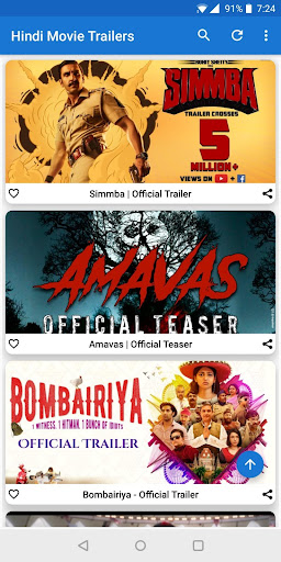 Android application Hindi Movie Trailers screenshort