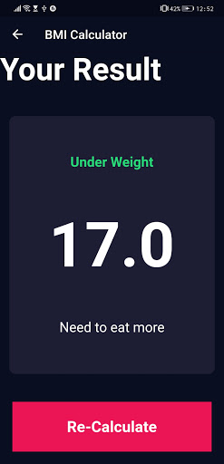 BMI Calculator Screen 3