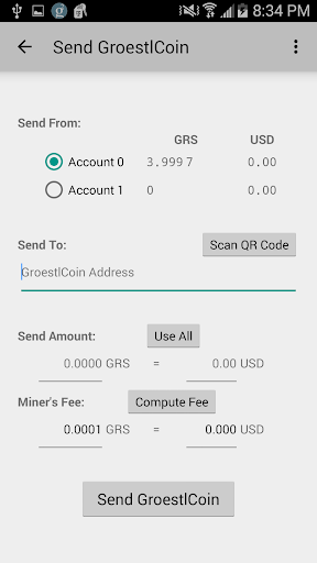 GroestlCoin Wallet32 Screen 2
