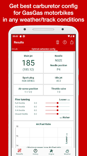 Android application Jetting for GasGas 2T Moto screenshort