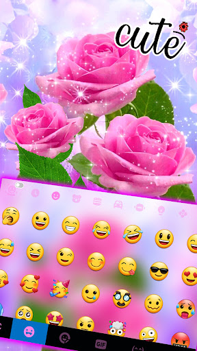 Glitter Pink Roses Keyboard Ba Screen 3