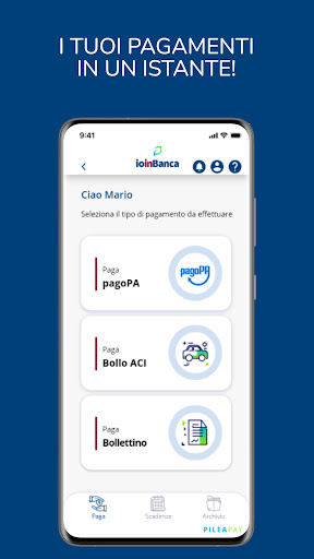 Android application ioinBanca Pilea Pay screenshort