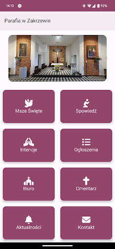 Android application Parafia w Zakrzewie screenshort