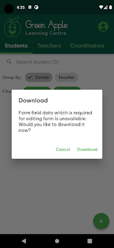 Android application Greenworld Student Managment screenshort