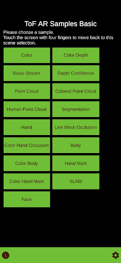 Android application ToF AR Samples Basic screenshort