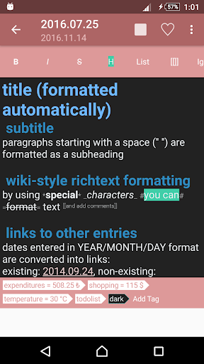 Lifeograph Screen 2