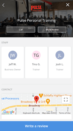 Pulse Personal Training Screen 2