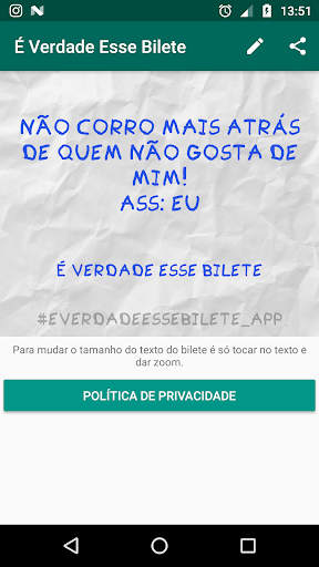 Android application É VERDADE ESSE BILETE APP screenshort