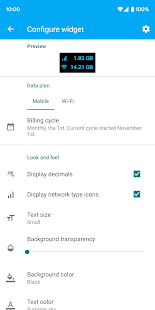Data counter widget: Data usage manager / monitor Screenshot