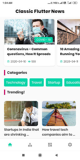 Android application Classic Flutter News screenshort