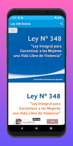 Android application Ley 348 Bolivia screenshort