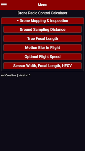 Android application Drone Radio Control Calculator screenshort