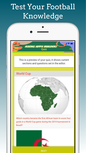 Football / Soccer Quiz Screen 2