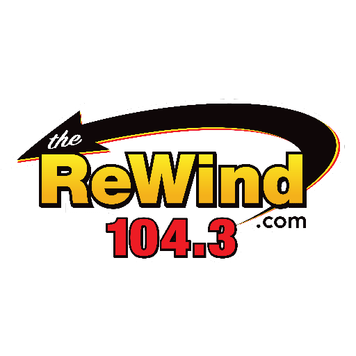 The Rewind on 104.3 logo