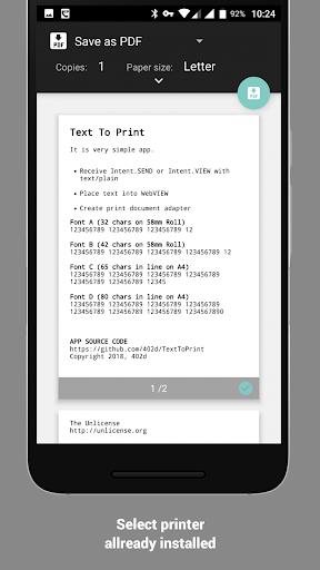 Screenshot of SHARE to PRINT.Intent