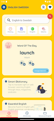 Android application English Swedish Dictionary screenshort