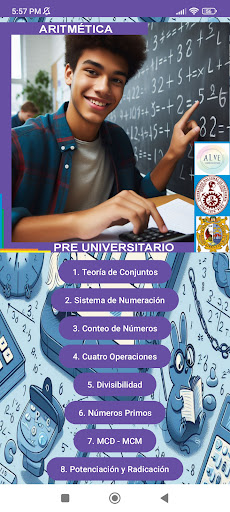 Android application Aritmética Preuniversitario screenshort