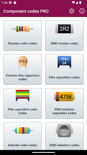 Android application Electronic Component Codes Pro screenshort