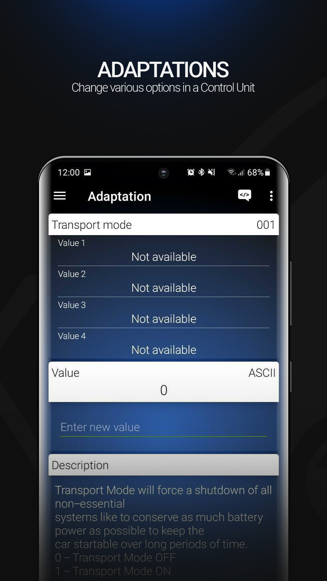 Android application OBDeleven car diagnostics screenshort