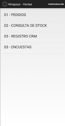 Android application Hinapsys - Ventas screenshort