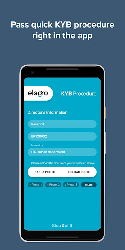 Android application elegro Business online banking screenshort