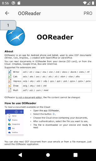 Android application OOReader screenshort