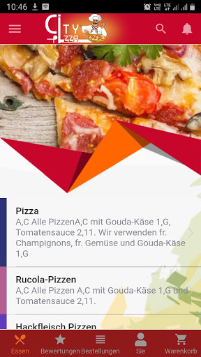 Android application Weimar City Pizza screenshort