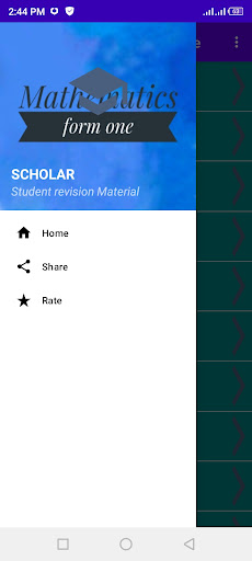 Android application Mathematics: form one notes screenshort