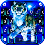 Cover Image of ดาวน์โหลด ธีมแป้นพิมพ์ Neon Blue Tiger King 1.0 APK