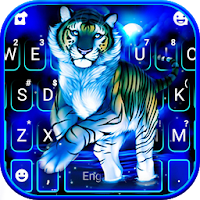 Тема для клавиатуры Neon Blue Tiger King