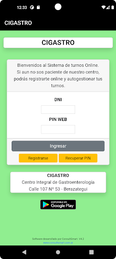 Android application CIGASTRO screenshort