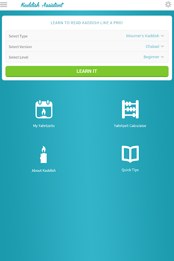 Screenshot of Kaddish Assistant